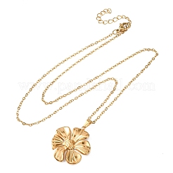 Halsketten mit strukturiertem Blumenanhänger aus Edelstahl 304 für Damen&nbsp;NJEW-C117-01C-G