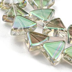 フルレインボーメッキ電気メッキ透明ガラスビーズ連売り  ファン  アクアマリン  8x10.5x4mm  穴：1mm  約80個/連  25.51''（64.8センチメートル）&nbsp;EGLA-G037-08A-FR04