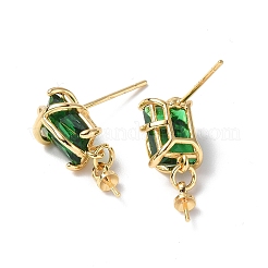 Серьги-гвоздики из латуни со стеклянными стразами&nbsp;KK-B063-14G