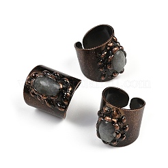 Латунь с натуральным лабрадоритом манжеты кольца&nbsp;RJEW-Z112-02R-01