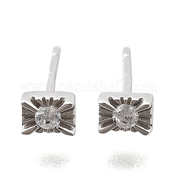 925 серьги-гвоздики из стерлингового серебра с прозрачным кубическим цирконием&nbsp;EJEW-Q030-05P
