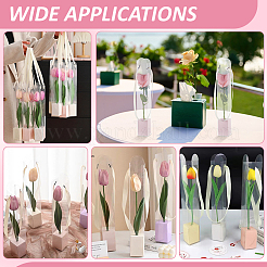 5 шт. прозрачных пластиковых упаковочных коробок для цветов с бумажными лотками и ручками-лентами&nbsp;CON-WH0107-69C