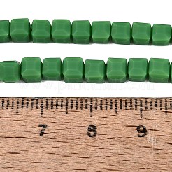不透明なフロスト ガラス ビーズ 連売り  キューブ  多面カット  シーグリーン  4~4.5x4~4.5x4~4.5mm  穴：1~1.2mm  約97~98個/連  16.14~16.54インチ（41~42cm）&nbsp;GLAA-N072-01A-B09