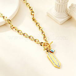 Collane con pendente esagonale a rombo blu in acciaio inossidabile 304 con micro pavé di zirconi cubici trasparenti e chiusura a moschettone per donna.&nbsp;WGCA0AF-02