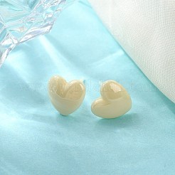 Orecchini a bottone con cuore in ceramica ipoallergenica in bioceramica con zirconi&nbsp;EJEW-C065-02A