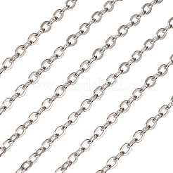 真鍮被覆鉄フラットアズキチェーン  ハンダ付け  スプールで  フラットオーバル  プラチナ  2.5x2x0.3mm  約32.81フィート（10m）/ロール&nbsp;CH-TAC0007-02P