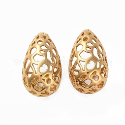 304ステンレススチールイヤリング  ティアドロップ  ゴールドカラー  29.5x18mm&nbsp;EJEW-O004-16G