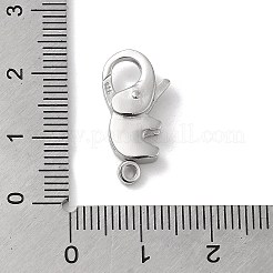 ロジウムメッキ 925 スターリングシルバー カニカン  象  スタンプ925個付き  プラチナメッキ  14x7x4mm  穴：1.2mm&nbsp;STER-D003-59A-P