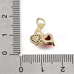 Anhänger aus Messing mit rotem Zirkonia-Pavé&nbsp;CU-L001-08G