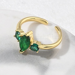 Offene Manschettenringe aus Messing mit Mikropavé und Zirkonia für Damen&nbsp;RJEW-L343-14G-06