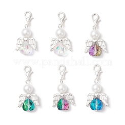 Herz Engel Glas & Glasperlen Anhänger Dekorationen&nbsp;HJEW-JM03773-03
