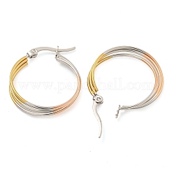 202ステンレススチール多層フープピアス  女性用304ステンレスピン付き  ミックスカラー  24x3.5mm&nbsp;EJEW-H003-32M