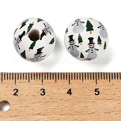 Рождественские печатные европейские бусины из дерева схима&nbsp;WOOD-G024-02B