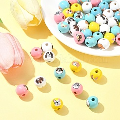 50шт 10 цвета деревянные европейские бусины WOOD-FS0001-26