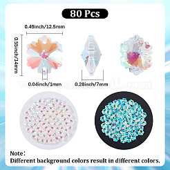80 pièce de breloques connecteur en verre transparent à facettes&nbsp;GLAA-SP0001-88C-02