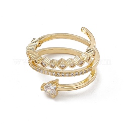 Открытое кольцо-манжета со стрелой из прозрачного кубического циркония RJEW-G276-09G