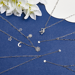 6 шт. ожерелье из нержавеющей стали 304 в виде цепочки-скрепки&nbsp;NJEW-SC0001-57A-P