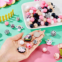 80 шт. круглые и полосатые бусины из пищевого экологически чистого силикона SIL-TA0002-68