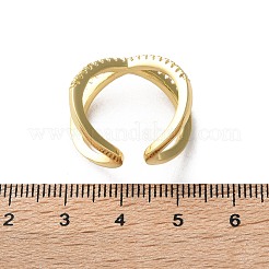 Регулируемые латунные кольца микро манжеты из прозрачного циркония RJEW-F101-17G