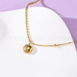 Женские ожерелья из круглой плоской цепочки с подвеской в виде слова «счастливый» из нержавеющей стали 304 NJEW-K255-45G