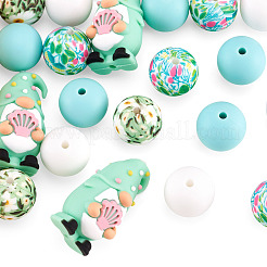 21 pièces 5 styles de perles de silicone écologiques de qualité alimentaire&nbsp;FIND-TA0010-86B