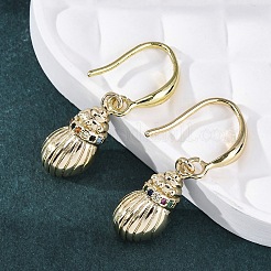 Серьги-подвески с микропаве из латуни и разноцветными кубическими цирконами EJEW-F362-13G