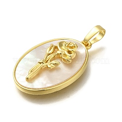 Pendentifs de fleur de naissance en coquillage pavé en laiton&nbsp;FIND-I040-04A