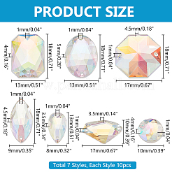 70 шт. 7 стиля восьмиугольные овальные треугольные пришивные стразы ACRT-PH0001-17A