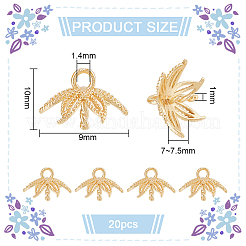 真鍮カップペグベイルペンダント20個  片穴パーツ用  花  18KGP本金メッキ  10x9x7~7.5mm  穴：1.4mm  ピン：1mm&nbsp;KK-BC0011-87