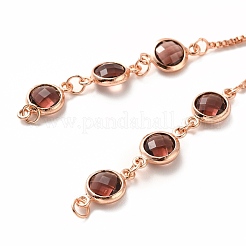 Bracciale a catenelle in ottone placcato oro rosa semifinito con strass&nbsp;MAK-M026-01RG
