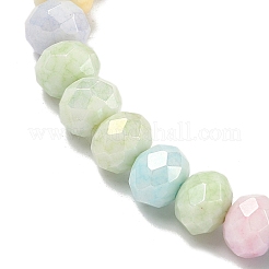 AB カラー ファセット ロンデル ガラス ビーズ ストレッチ ブレスレット (女性用)  カラフル  内径：2-1/8インチ（5.5cm）  ビーズ：7~7.5mm&nbsp;BJEW-PH01820-05