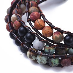 Три петли матовые натуральные драгоценные камни бисер браслеты BJEW-JB04246