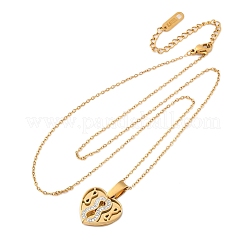 304 нержавеющая сталь полимерная глина стразы сердце открывающиеся подвески ожерелья для женщин&nbsp;NJEW-Z065-13G