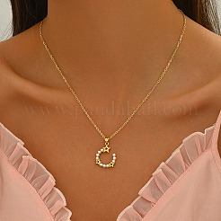 Женские ожерелья с подвесками в виде звезд из латуни с микропаве из кубических цирконий и искусственного жемчуга ED7102-3