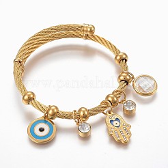 Bracelets à breloques réglables en acier inoxydable 304&nbsp;BJEW-F326-03