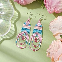 Утюг со стеклом и серьга-гвоздик из натурального белого нефрита&nbsp;EJEW-MZ00183