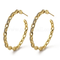 Серьги-гвоздики в форме буквы С из латуни с прозрачным кубическим цирконием EJEW-L261-024G