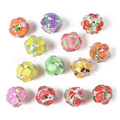 13 шт. 13-х цветные круглые бусины из смолы с фруктовым узором RESI-FS0002-27