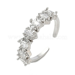 Messing Micro Pave Zirkonia Manschette offene Ringe&nbsp;RJEW-C163-02P