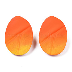 スプレー塗装鉄スタッドピアスパーツ  垂直ループ付き  ツイストオーバル  ダークオレンジ  28x20mm  穴：3.5mm  ピン：0.7mm&nbsp;IFIN-N008-021C