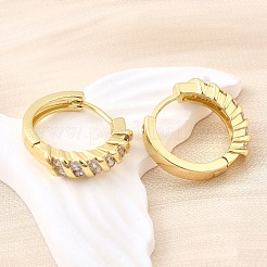 Латунные серьги-кольца из прозрачного кубического циркония EJEW-Z121-13G