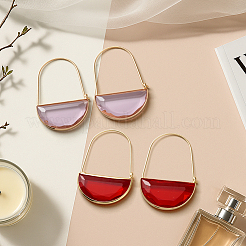 2 пара двухцветных серег-колец из латуни и стекла&nbsp;EJEW-GO0003-30A