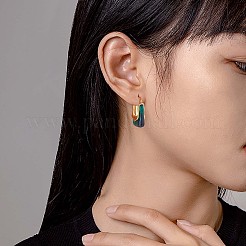 アクリル製の長方形の太いフープピアス  女性のためのミニマリストの金合金ジュエリーギフト  グリーン  31x21mm  ピン：1mm&nbsp;JE1013A