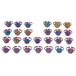 Цвет радуги нержавеющая сталь 304 плоский круглый с начальным манжетным кольцом RJEW-S405-139