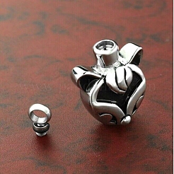 304ステンレススチール製骨壷遺灰ペンダント  猫の頭  アンティークシルバー  30x20mm&nbsp;BOTT-PW0001-111AS