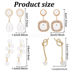 4 paire de boucles d'oreilles pendantes en perles d'imitation en plastique de 4 styles exquis&nbsp;EJEW-AN0002-09
