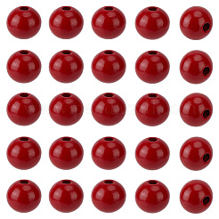 Perles rondes en bois de schima naturel peintes au pistolet&nbsp;WOOD-PA0001-81C-02