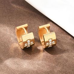 Серьги-кольца из нержавеющей стали 304 с микропаве из прозрачных кубических цирконий&nbsp;EJEW-G457-03G