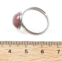 Полукруглые перстни из натурального родонита&nbsp;RJEW-M062-01P-42