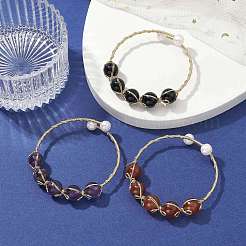 Круглый браслет из смешанных драгоценных камней из натуральных и синтетических камней BJEW-JB09591